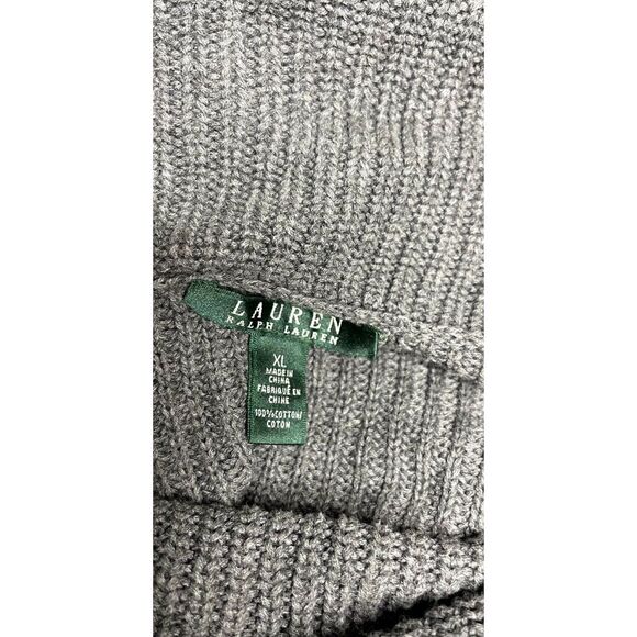 Lauren Ralph Lauren Ribbed Cable Knit Navy Blue Cotton Sweater Sz: XL - Picture 3 of 3